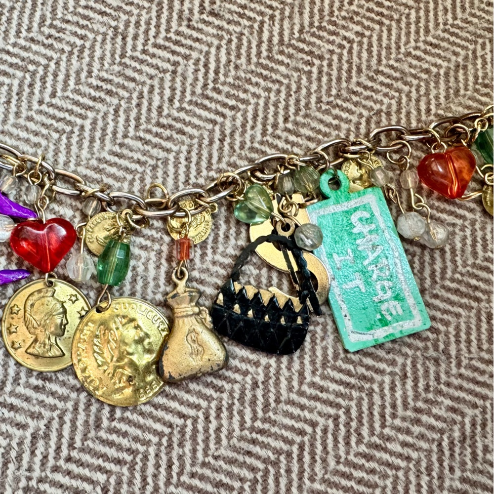 Vintage Karen Rossi for Silvestri Whimsical Shopping Statement Charm Bracelet - Picture 7 of 13